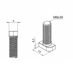 Болт T-образный M8x30 паз 8