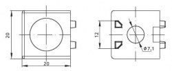 Кубический соединитель 20х20 2D, паз 6