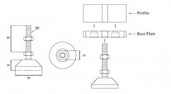 Регулируемая шарнирная опора D60, М8х80
