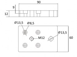 Опорная плита 90х30, М12
