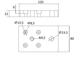 Опорная плита 120х80, М12