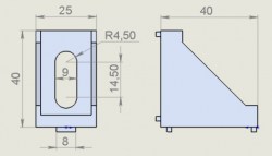 Угол соединительный 25x40 с фиксатором паз 8 чертеж