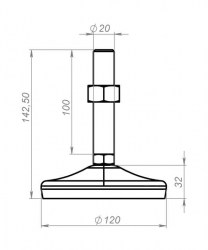 Регулируемая шарнирная опора D120М20х100