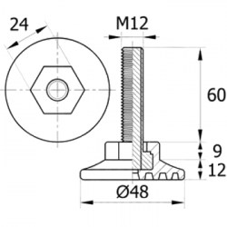 Регулируемая опора D48 M12x60