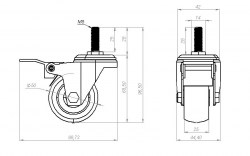 Поворотная колесная опора с тормозом D50/W20/H100/M8/S50