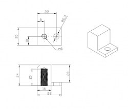 Угловой адаптер для опоры 20x20, М6